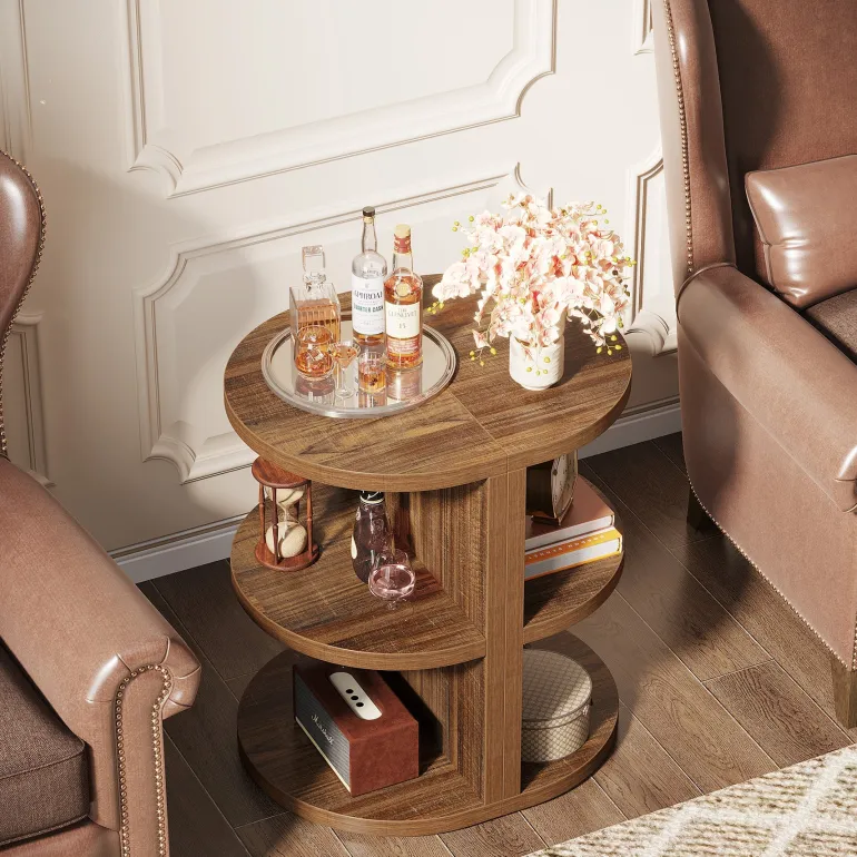 Best Tribesigns 3-Tier Half-Round End Table, Semi-circular Side Table for Living Room