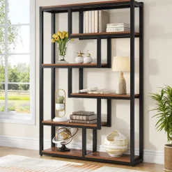 Outlet Tribesigns 5-Tier Industrial Bookshelf, Vintage Etagere Bookcase