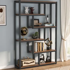 Outlet Tribesigns 5-Tier Industrial Bookshelf, Vintage Etagere Bookcase