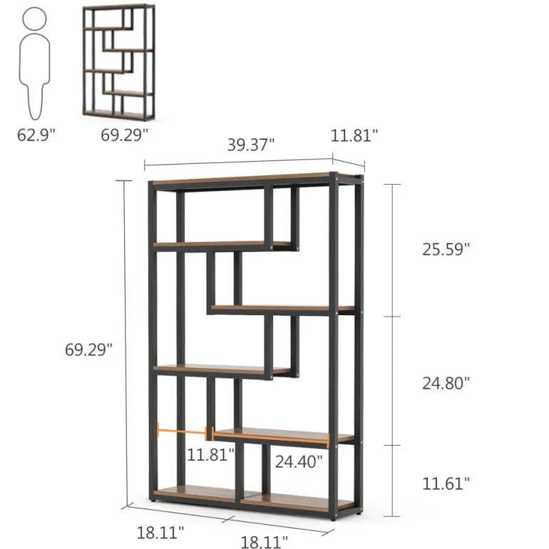 Outlet Tribesigns 5-Tier Industrial Bookshelf, Vintage Etagere Bookcase