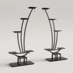 Sale Tribesigns 6-Tier Plant Stand Pack of 2, Metal Curved Display Shelf with 2 Hanging Hooks
