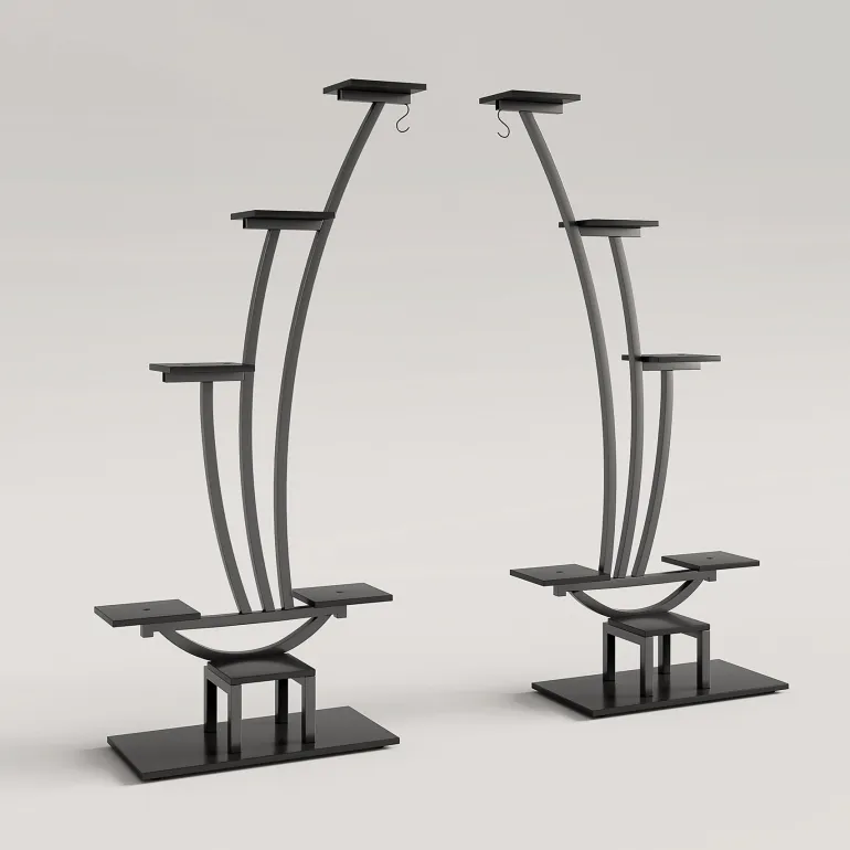 Sale Tribesigns 6-Tier Plant Stand Pack of 2, Metal Curved Display Shelf with 2 Hanging Hooks
