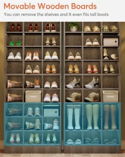 Discount Tribesigns 10-Tier Shoe Cabinet, Wooden Shoe Storage Rack with 30 Cubbies