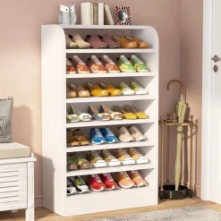 Cheap Tribesigns 8-Tier Shoe Rack, Wooden Shoe Shelf Shoe Storage Cabinet