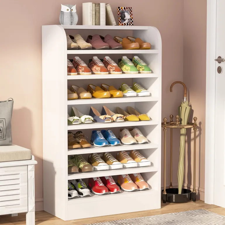 Cheap Tribesigns 8-Tier Shoe Rack, Wooden Shoe Shelf Shoe Storage Cabinet