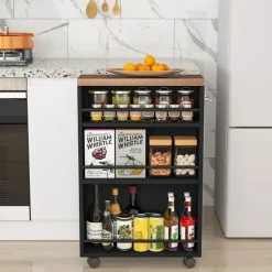Shop Tribesigns 4-Tier Storage Cart, Slim Rolling Narrow Kitchen Cart for Small Place