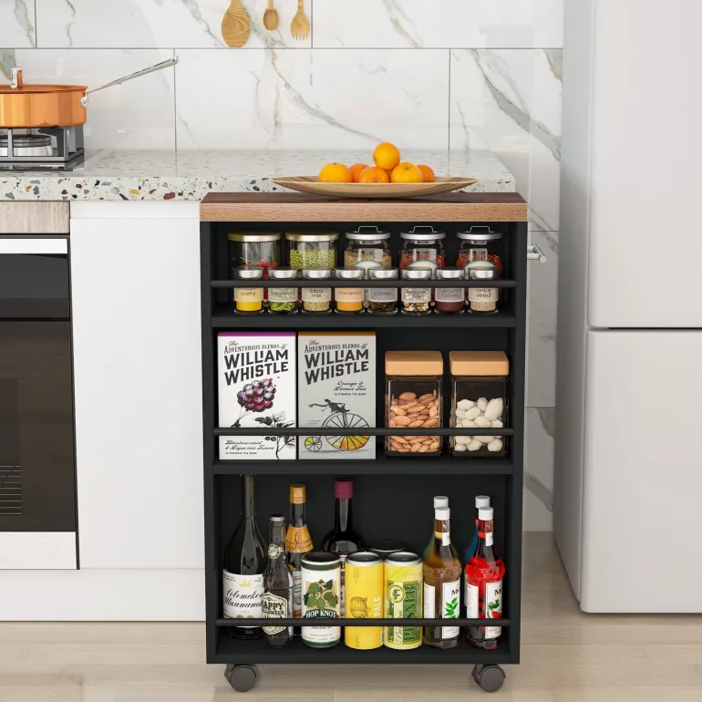 Shop Tribesigns 4-Tier Storage Cart, Slim Rolling Narrow Kitchen Cart for Small Place