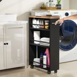 Shop Tribesigns 4-Tier Storage Cart, Slim Rolling Narrow Kitchen Cart for Small Place