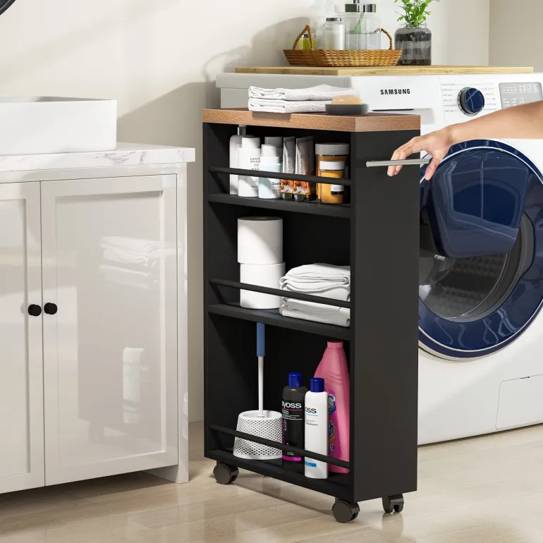 Shop Tribesigns 4-Tier Storage Cart, Slim Rolling Narrow Kitchen Cart for Small Place