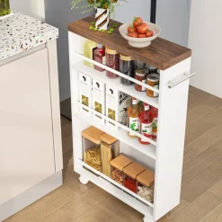 Shop Tribesigns 4-Tier Storage Cart, Slim Rolling Narrow Kitchen Cart for Small Place