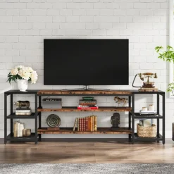 Hot Tribesigns TV Stand, 3-Tier Media Entertainment Center for TV up to 85"