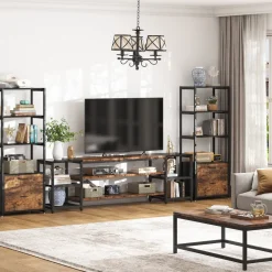 Hot Tribesigns TV Stand, 3-Tier Media Entertainment Center for TV up to 85