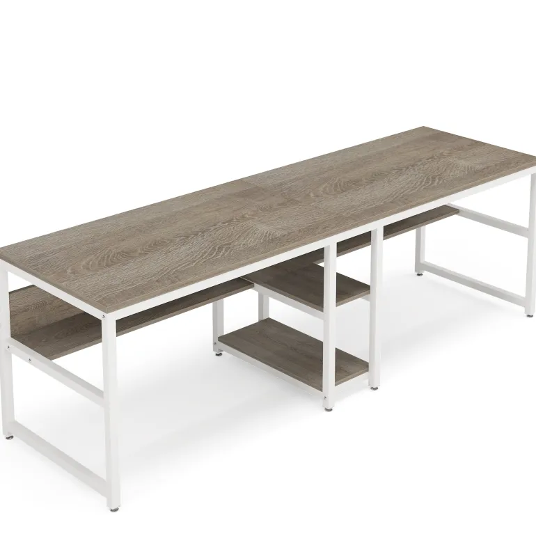 New Tribesigns Two Person Desk, 78.7" Computer Double Desk with Bookshelf