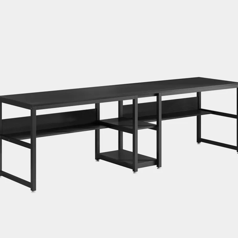 New Tribesigns Two Person Desk, 78.7" Computer Double Desk with Bookshelf