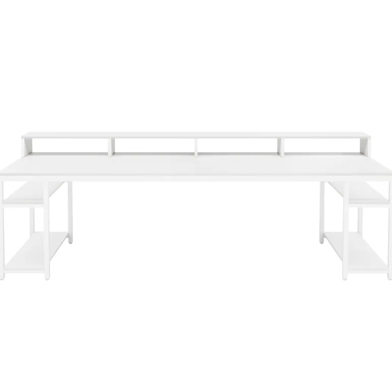 New Tribesigns Two Person Desk, 78.7" Computer Desk With Monitor Stand and 4 Open Shelf
