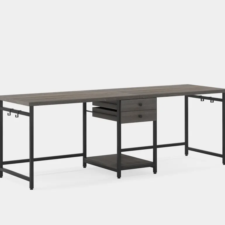 Store Tribesigns Two Person Desk, 78’’ Double Computer Desk with Drawers