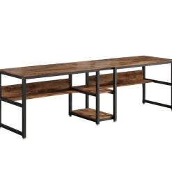 Best Tribesigns Two Person Desk, Computer Desk Double Workstation with Shelves