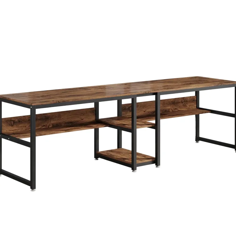 Best Tribesigns Two Person Desk, Computer Desk Double Workstation with Shelves