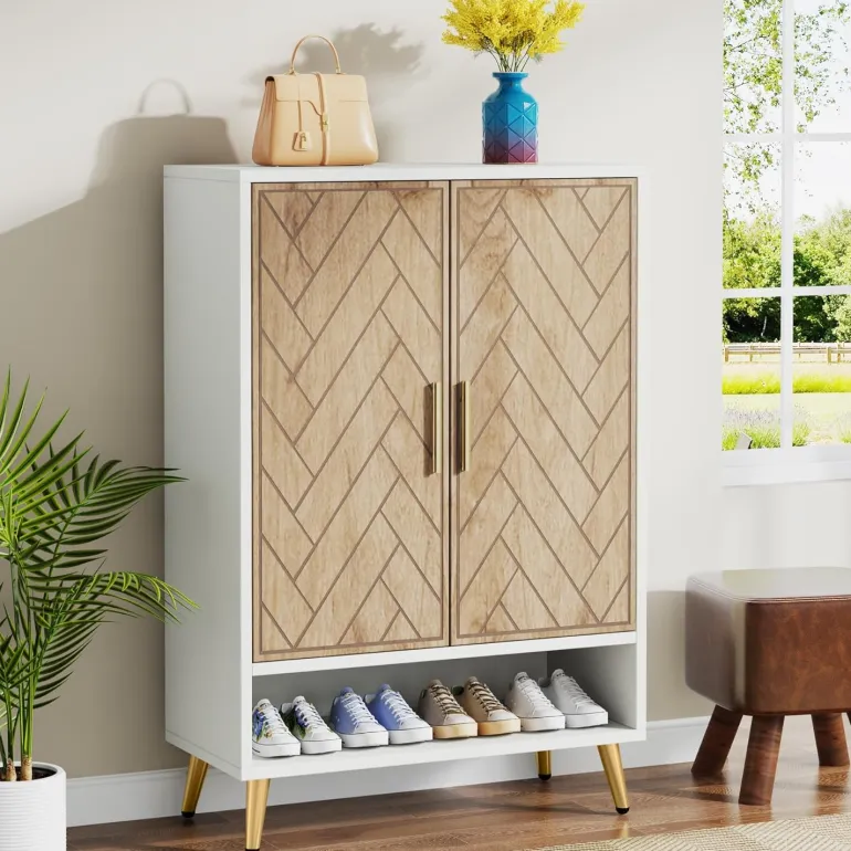 Flash Sale Tribesigns Walnut Shoe Cabinet, 6-Tier Wooden Shoe Organizer with Adjustable Shelves