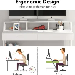 Outlet Tribesigns White Computer Desk, 47