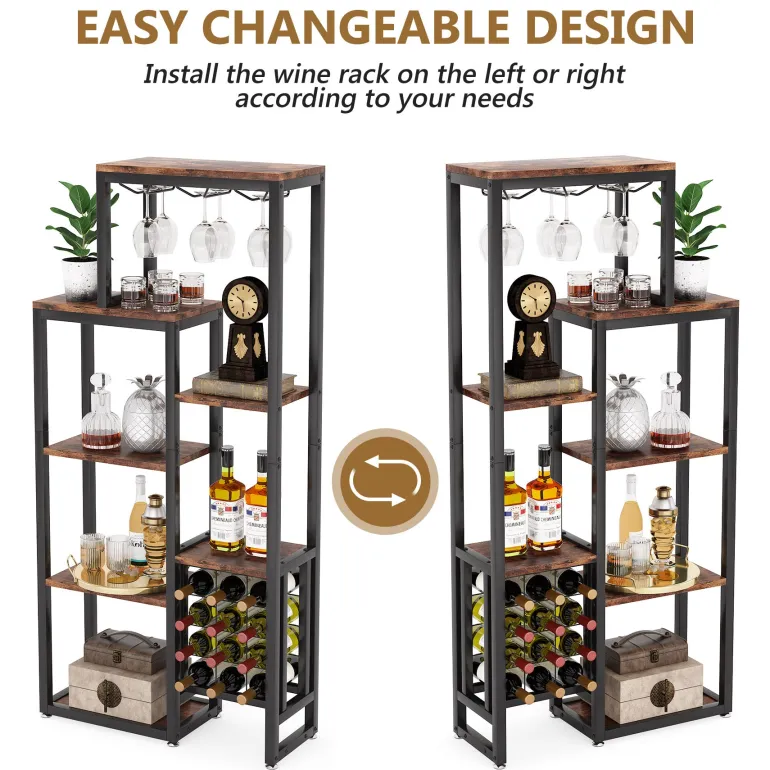 Discount Tribesigns Wine Rack, 5-Tier Freestanding Wine Display Shelf