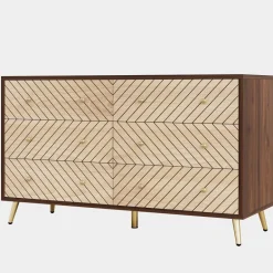 New Tribesigns Wood 6 Drawer Chest, Storage Cabinet Dresser with Metal Legs