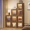 Online Tribesigns Wood Bookshelf, 63" High Bookcase Etagere 9 Cubes With LED Lights