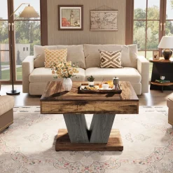 Outlet Tribesigns Wood Coffee Table, 31.5