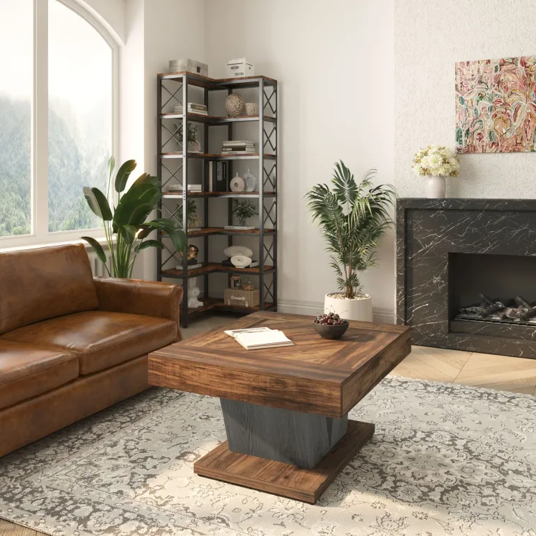 Outlet Tribesigns Wood Coffee Table, 31.5" Modern Center Table Cocktail Tea Table