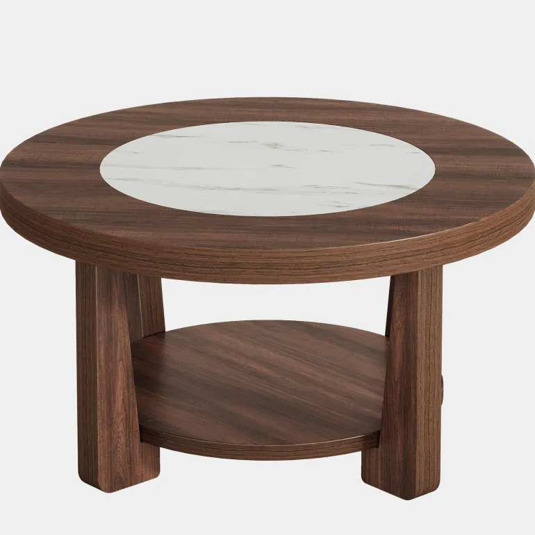 Cheap Tribesigns Wood Coffee Table, Round 2 - Tier Accent Center Table