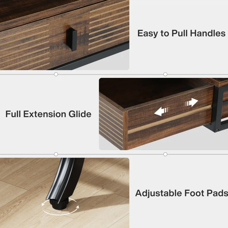 New Tribesigns Wood Computer Desk, 55" Home Office Desk with Drawer Cabinet