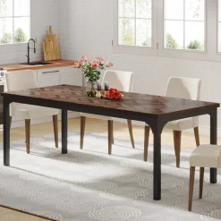 Online Tribesigns Wood Dining Table, 70.9" Farmhouse Kitchen Dinner Table for 6-8