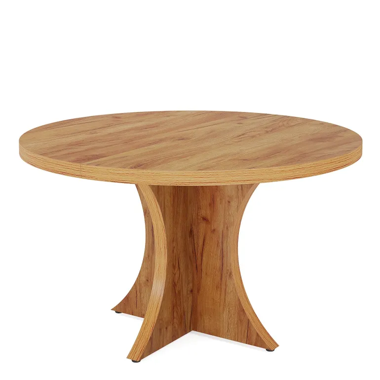 Outlet Tribesigns Wood Dining Table, 47.24 Inches Round Kitchen Table for 4-6