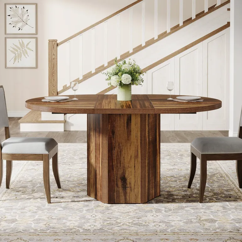 Clearance Tribesigns Wood Dining Table, 55" Kitchen Dinner Table For 4 - 6