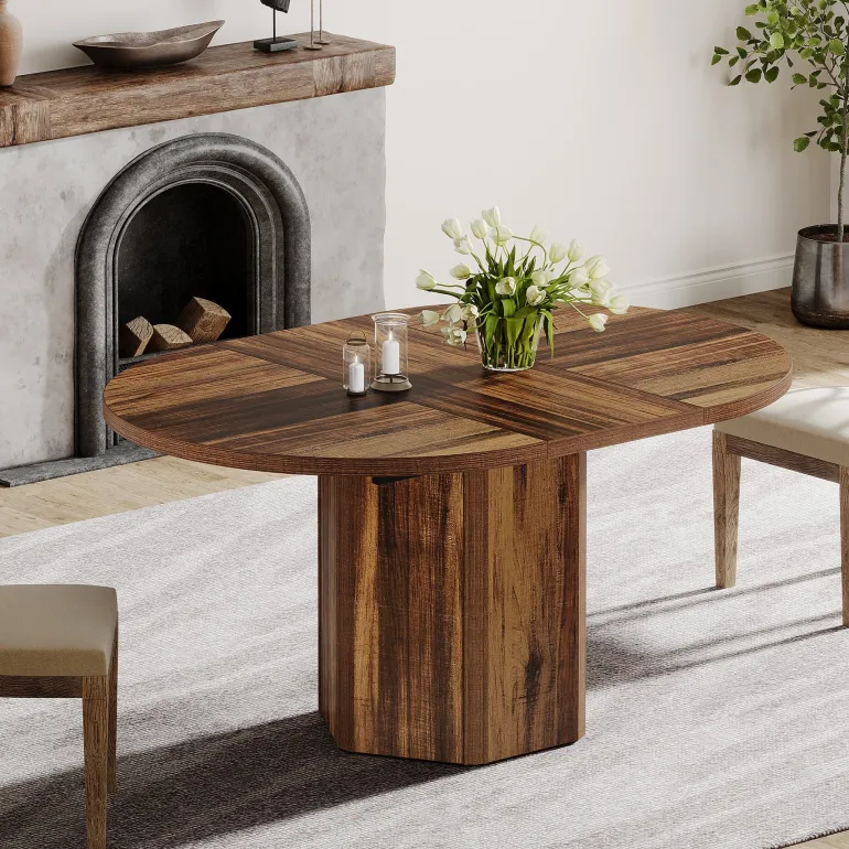 Clearance Tribesigns Wood Dining Table, 55" Kitchen Dinner Table For 4 - 6