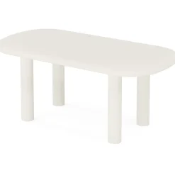 Store Tribesigns Wood Dining Table, 63" Modern Oval Kitchen Table for 4 - 6 People