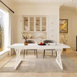Flash Sale Tribesigns Wood Dining Table, Farmhouse 70.8
