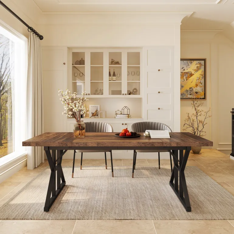 Flash Sale Tribesigns Wood Dining Table, Farmhouse 70.8" Kitchen Table for 6 People
