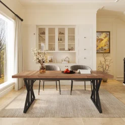 Flash Sale Tribesigns Wood Dining Table, Farmhouse 70.8