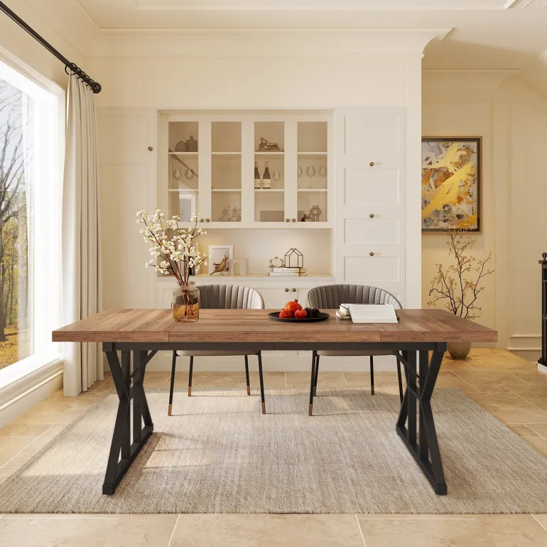 Flash Sale Tribesigns Wood Dining Table, Farmhouse 70.8" Kitchen Table for 6 People