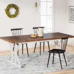 Flash Sale Tribesigns Wood Dining Table, Farmhouse 70.8