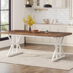 Flash Sale Tribesigns Wood Dining Table, Farmhouse 70.8