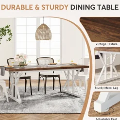 Flash Sale Tribesigns Wood Dining Table, Farmhouse 70.8