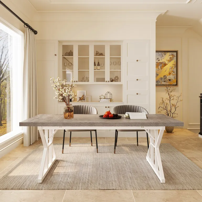 Flash Sale Tribesigns Wood Dining Table, Farmhouse 70.8" Kitchen Table for 6 People