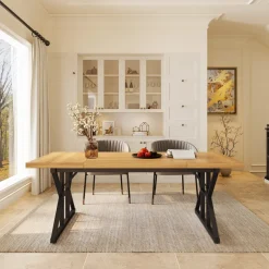 Flash Sale Tribesigns Wood Dining Table, Farmhouse 70.8