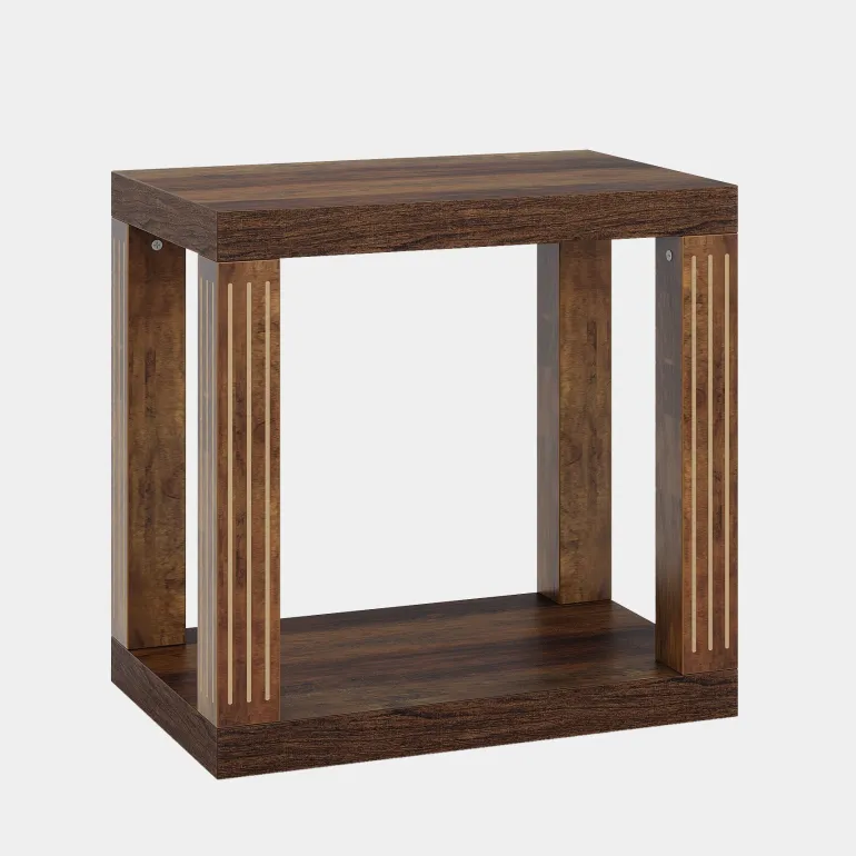 Hot Tribesigns Wood End Table, 2 - Tier Farmhouse Side Table with Storage Shelf