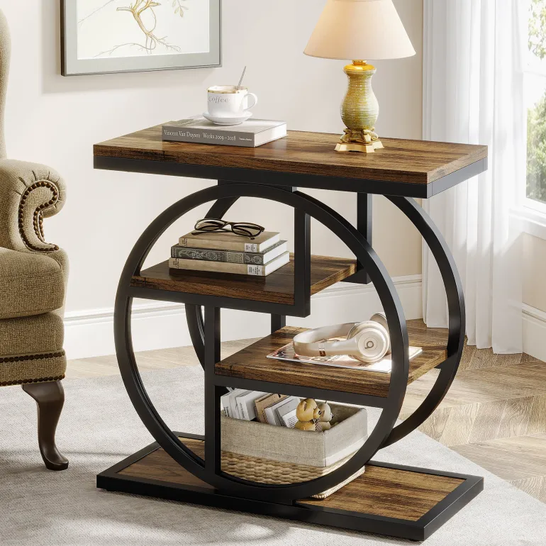 Sale Tribesigns Wood End Table, 4 - Tier Side Table with Storage Shelves