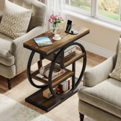 Sale Tribesigns Wood End Table, 4 - Tier Side Table with Storage Shelves