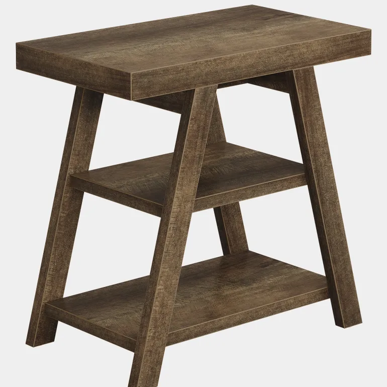Best Tribesigns Wood End Table, 3 - Tier Sofa Side Table with Storage Shelf