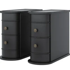 Sale Tribesigns Wood End Table, Narrow Side Table Nightstand with 2 Drawers